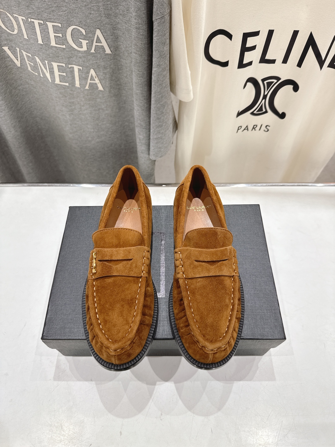 高版本出厂 SAINT LAURENT/圣罗兰YSL 25ss爆款平底玛丽珍一脚蹬乐福鞋，2025全新升