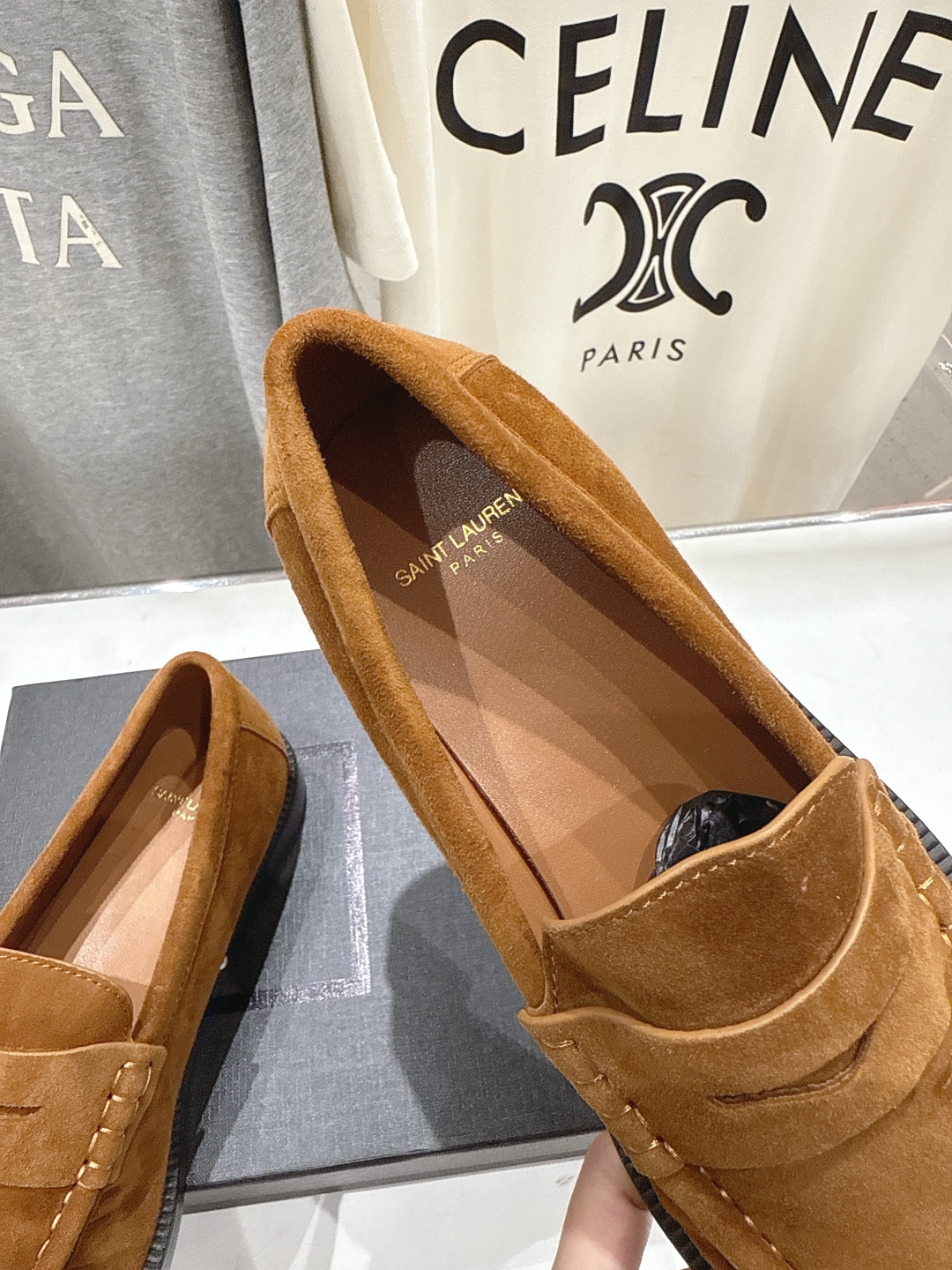 高版本出厂 SAINT LAURENT/圣罗兰YSL 25ss爆款平底玛丽珍一脚蹬乐福鞋，2025全新升