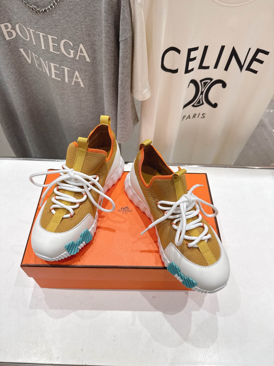 高版本出厂 男码+10 情侣款 Hermes/爱马仕H家25ss新款情侣网面运动休闲鞋跑步鞋经典运动风格
