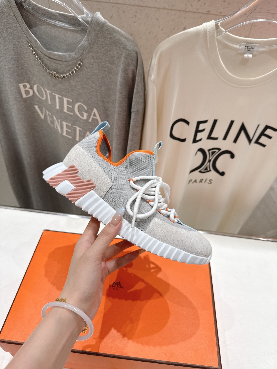 高版本出厂 男码+10 情侣款 Hermes/爱马仕H家25ss新款情侣网面运动休闲鞋跑步鞋经典运动风格