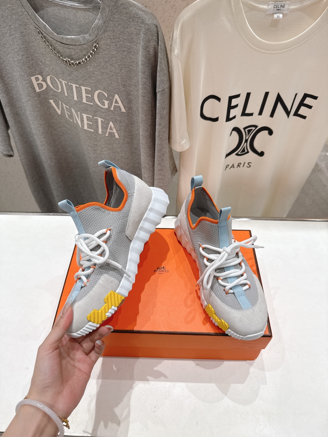 高版本出厂 男码+10 情侣款 Hermes/爱马仕H家25ss新款情侣网面运动休闲鞋跑步鞋经典运动风格
