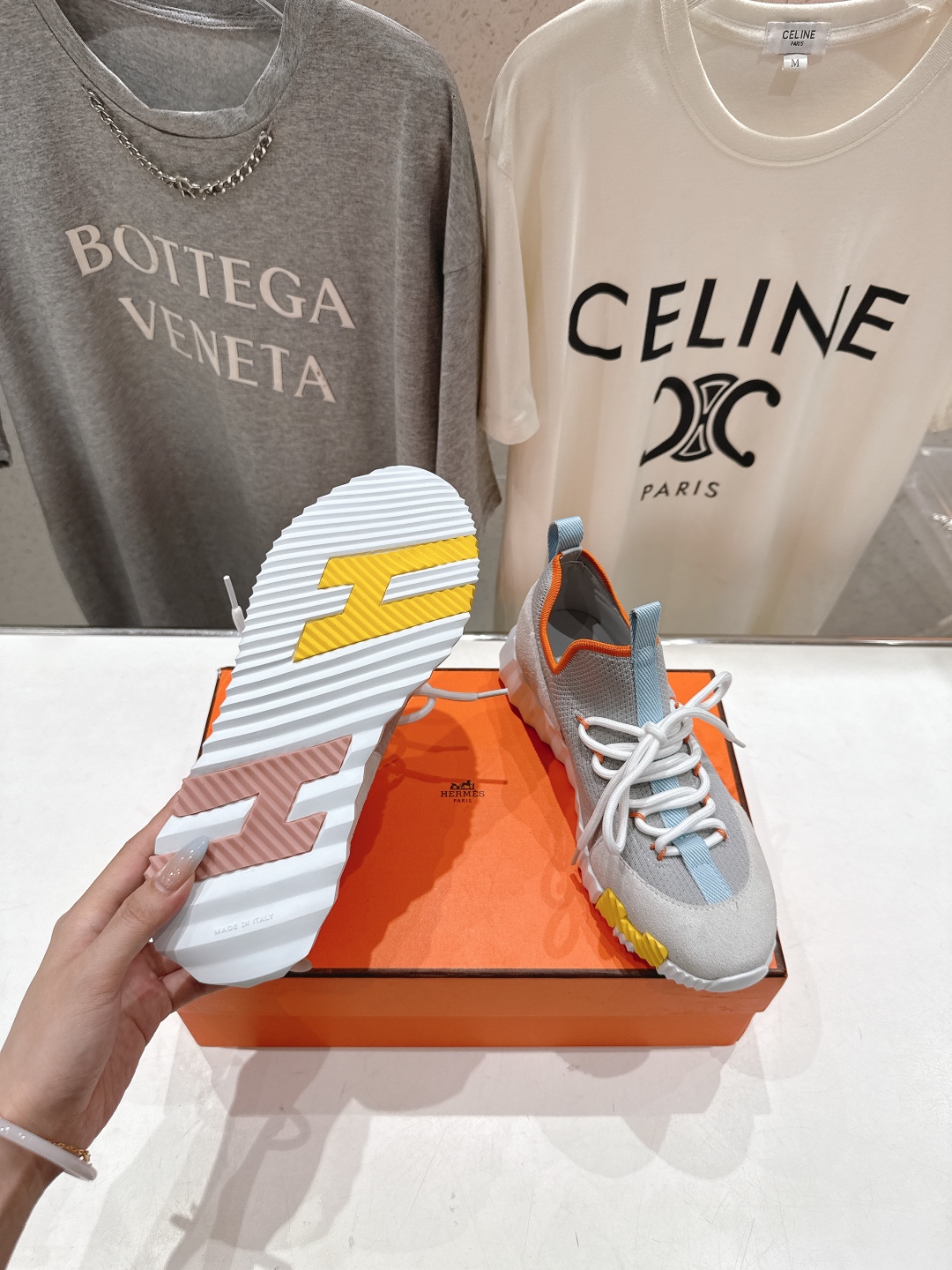 高版本出厂 男码+10 情侣款 Hermes/爱马仕H家25ss新款情侣网面运动休闲鞋跑步鞋经典运动风格