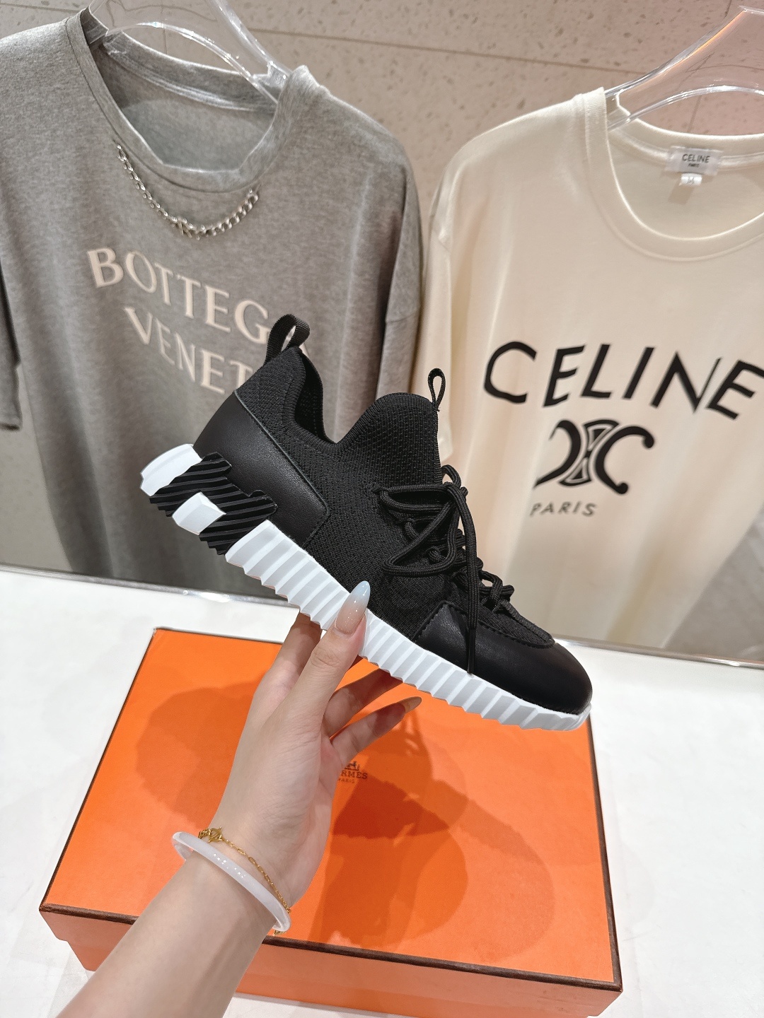 高版本出厂 男码+10 情侣款 Hermes/爱马仕H家25ss新款情侣网面运动休闲鞋跑步鞋经典运动风格