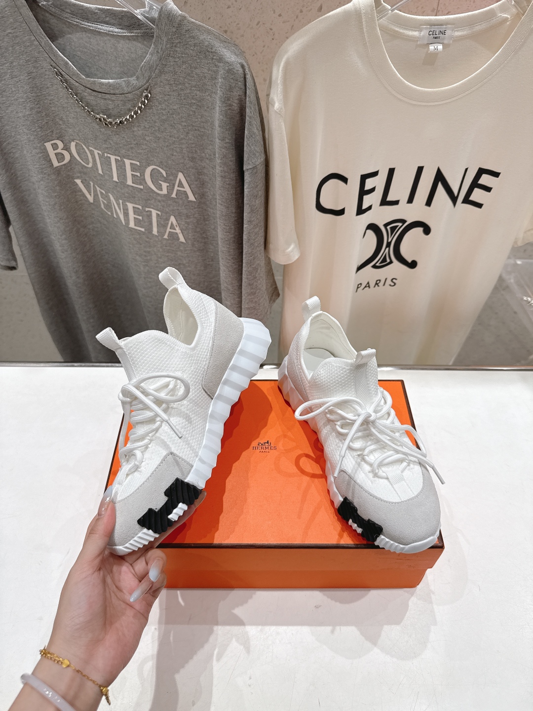 高版本出厂 男码+10 情侣款 Hermes/爱马仕H家25ss新款情侣网面运动休闲鞋跑步鞋经典运动风格