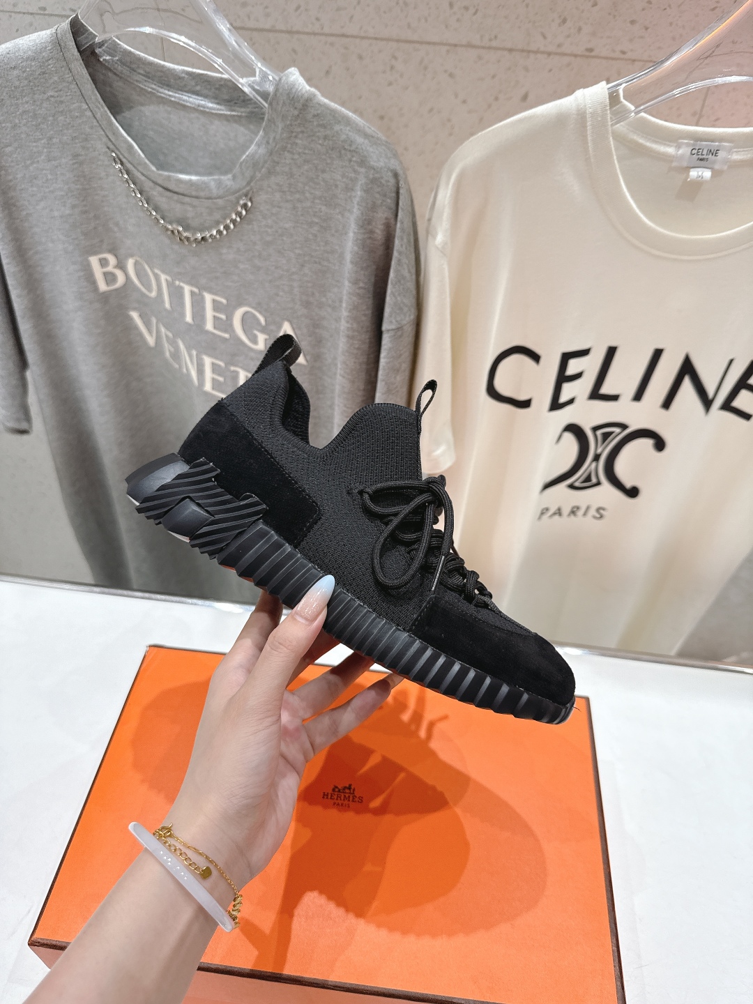 高版本出厂 男码+10 情侣款 Hermes/爱马仕H家25ss新款情侣网面运动休闲鞋跑步鞋经典运动风格