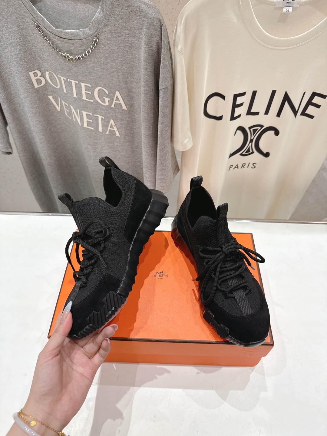 高版本出厂 男码+10 情侣款 Hermes/爱马仕H家25ss新款情侣网面运动休闲鞋跑步鞋经典运动风格