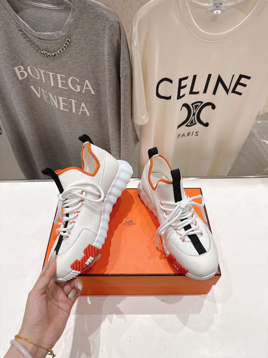 高版本出厂 男码+10 情侣款 Hermes/爱马仕H家25ss新款情侣网面运动休闲鞋跑步鞋经典运动风格