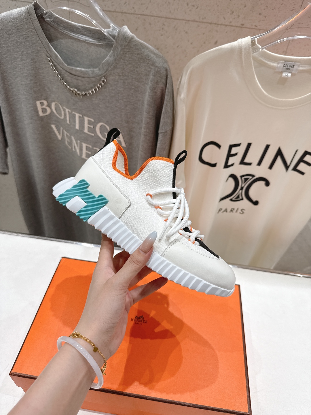 高版本出厂 男码+10 情侣款 Hermes/爱马仕H家25ss新款情侣网面运动休闲鞋跑步鞋经典运动风格