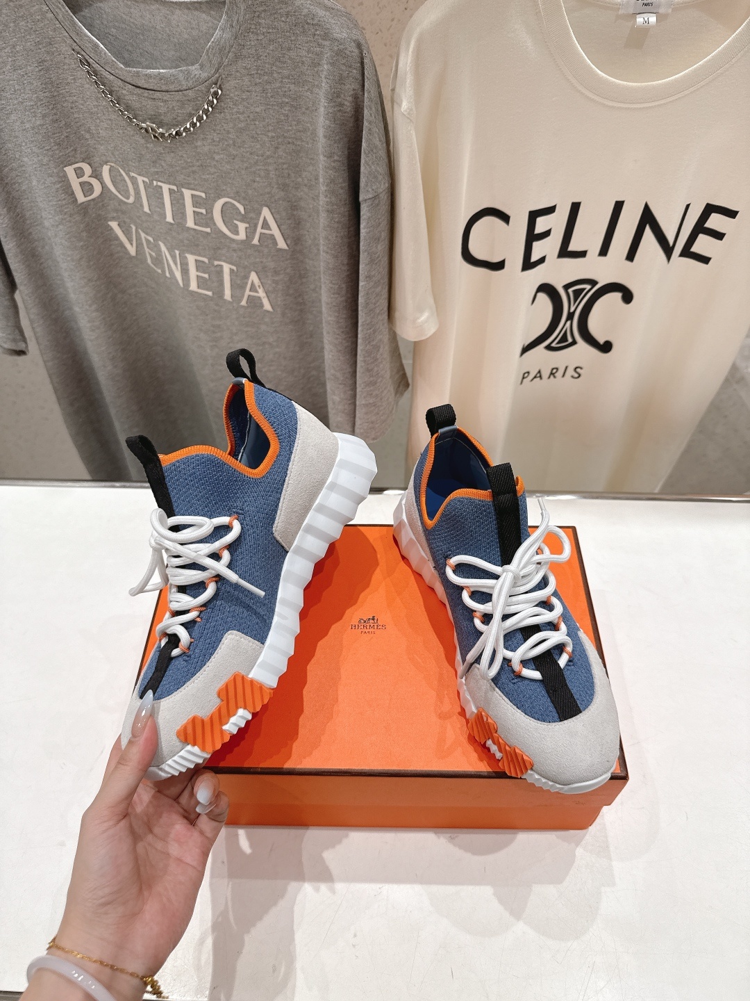 高版本出厂 男码+10 情侣款 Hermes/爱马仕H家25ss新款情侣网面运动休闲鞋跑步鞋经典运动风格