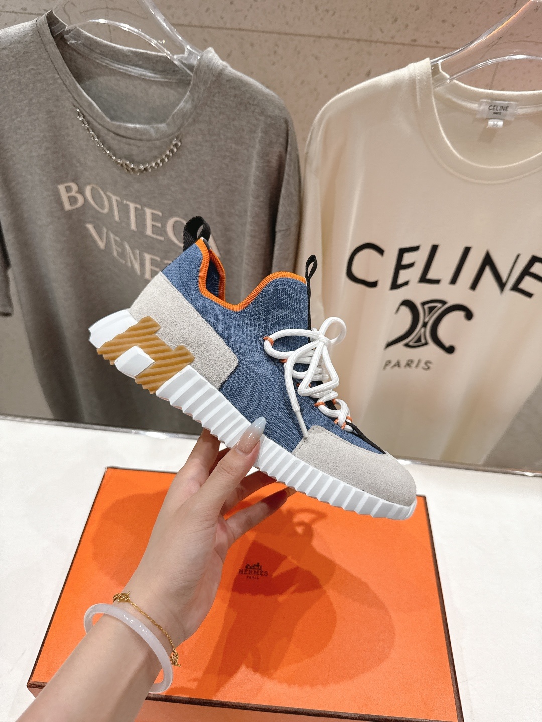 高版本出厂 男码+10 情侣款 Hermes/爱马仕H家25ss新款情侣网面运动休闲鞋跑步鞋经典运动风格