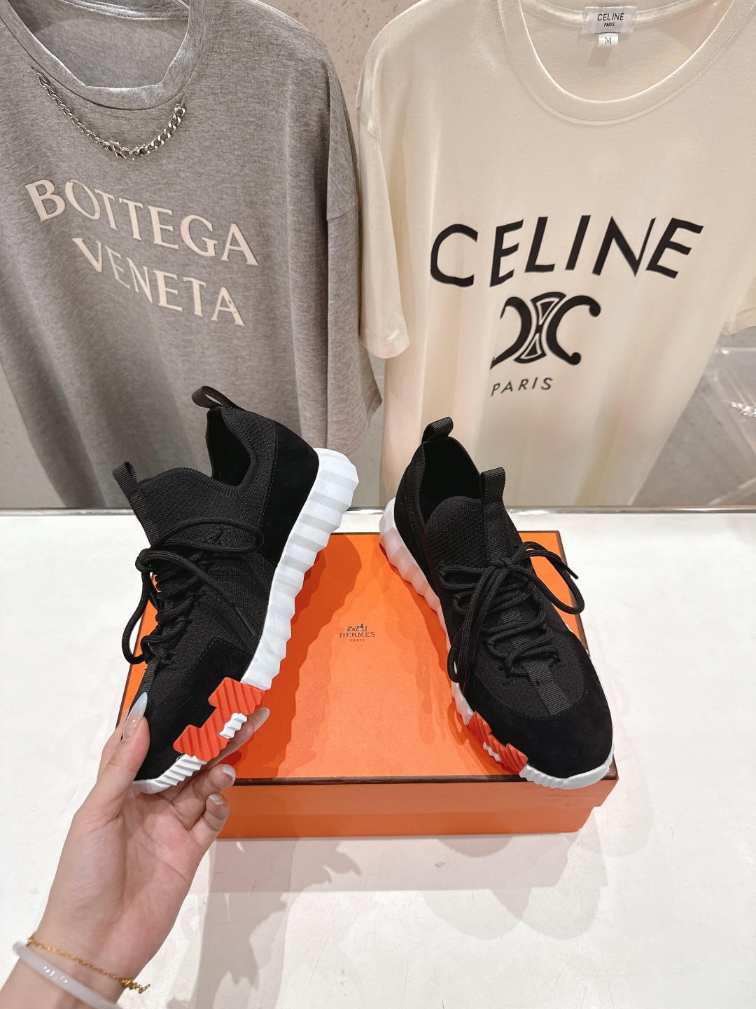 高版本出厂 男码+10 情侣款 Hermes/爱马仕H家25ss新款情侣网面运动休闲鞋跑步鞋经典运动风格