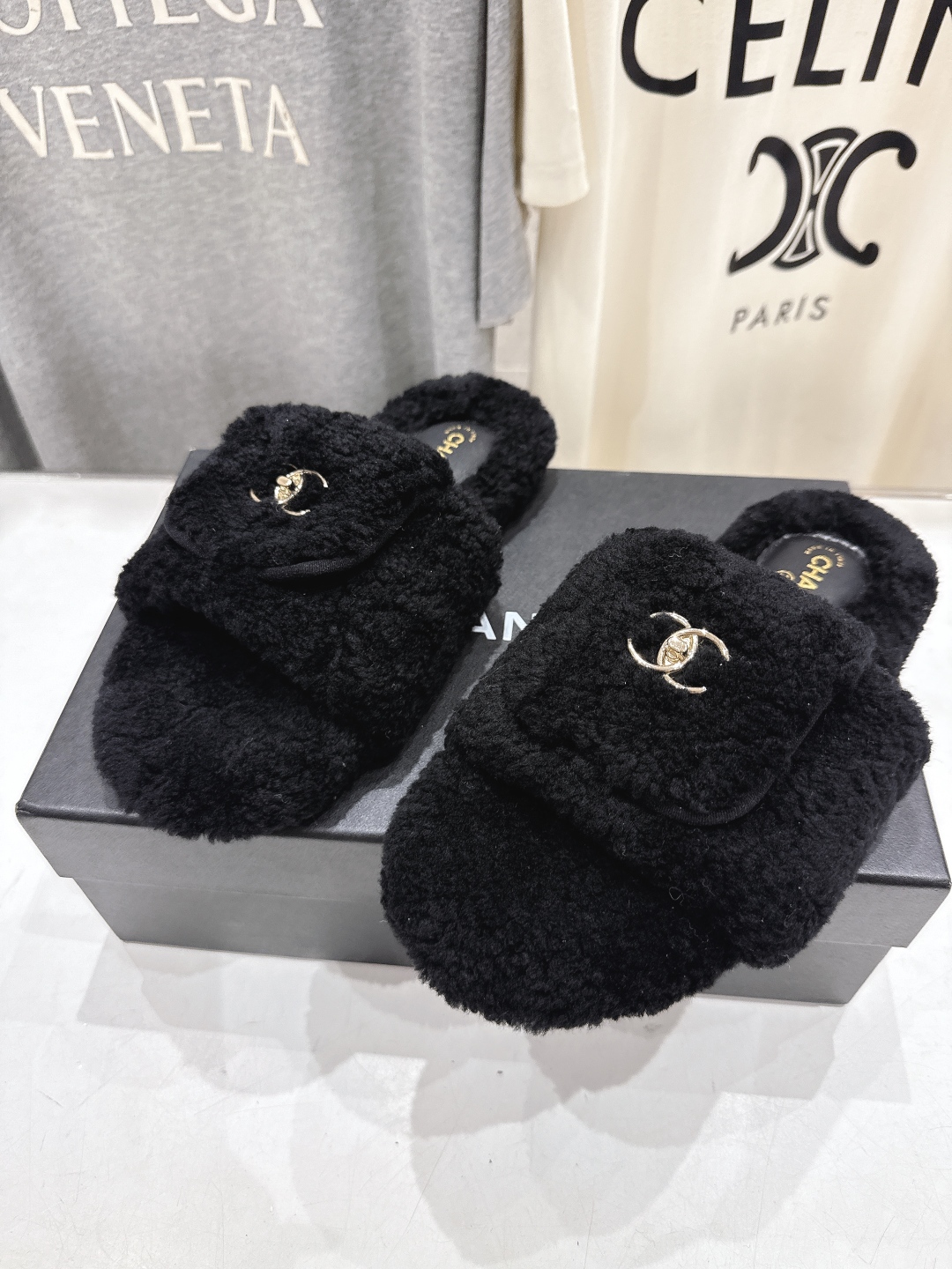 高版本出厂 官网同步.新品毛拖/顶级版本CHANEL*小香2025ss独家爆款系列毛毛拖鞋！秋冬宝藏时髦