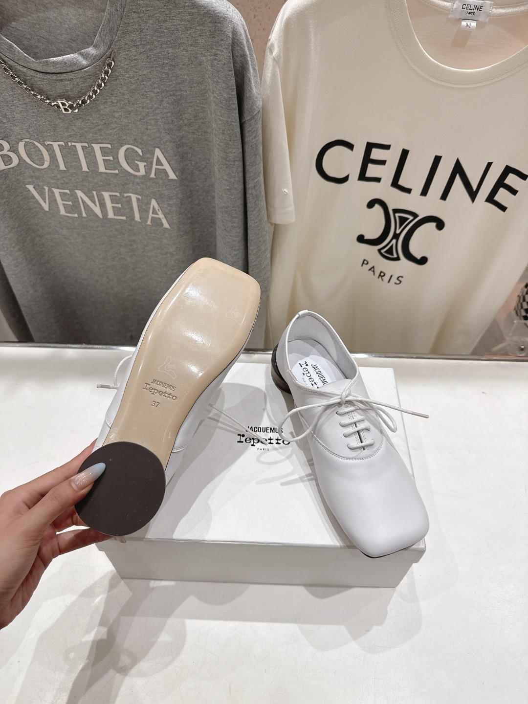 高版本出厂 ACQUEMUS x Repetto F012 2025ss全新联名款系带方头休闲鞋小皮鞋单