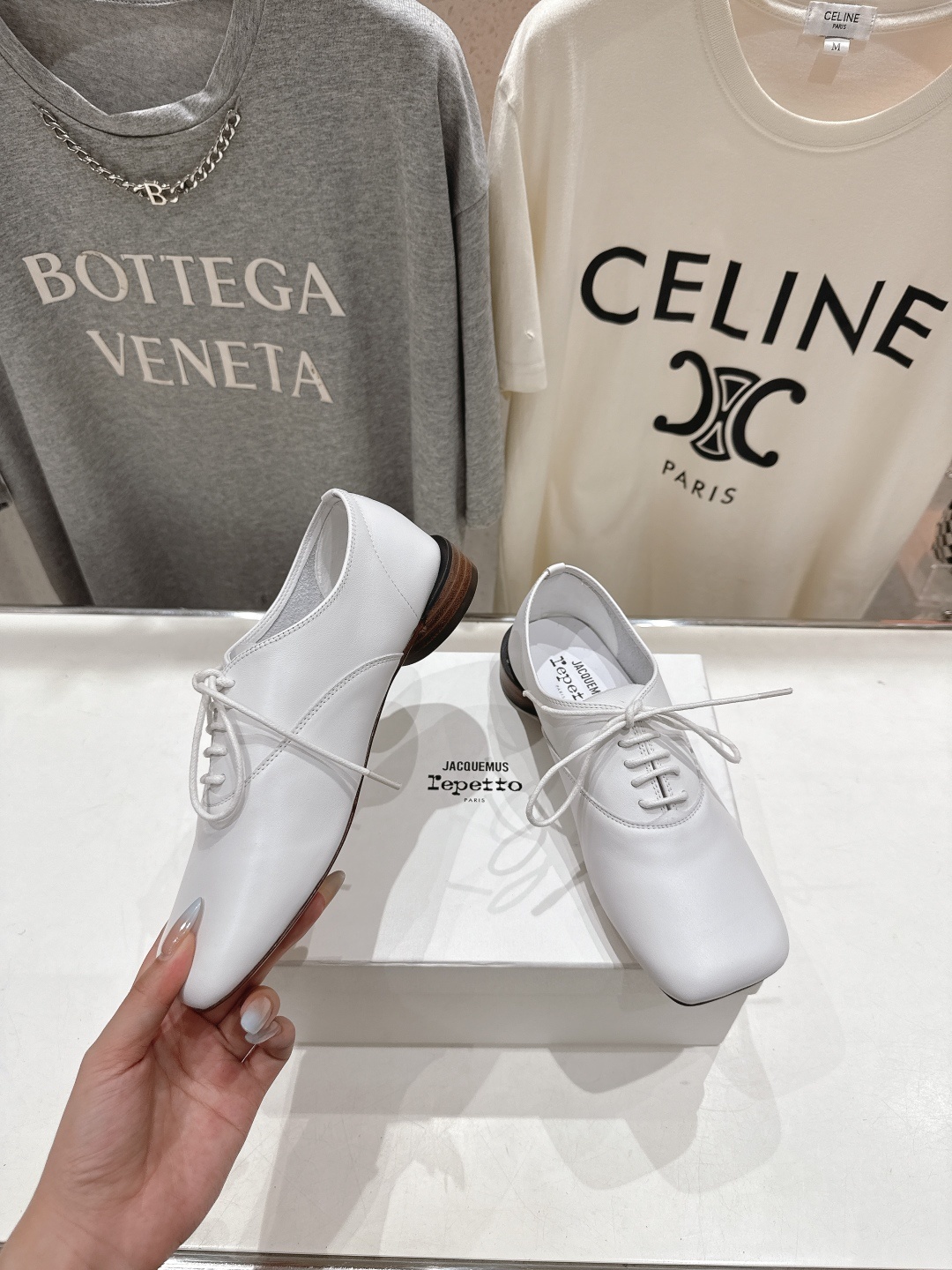 高版本出厂 ACQUEMUS x Repetto F012 2025ss全新联名款系带方头休闲鞋小皮鞋单
