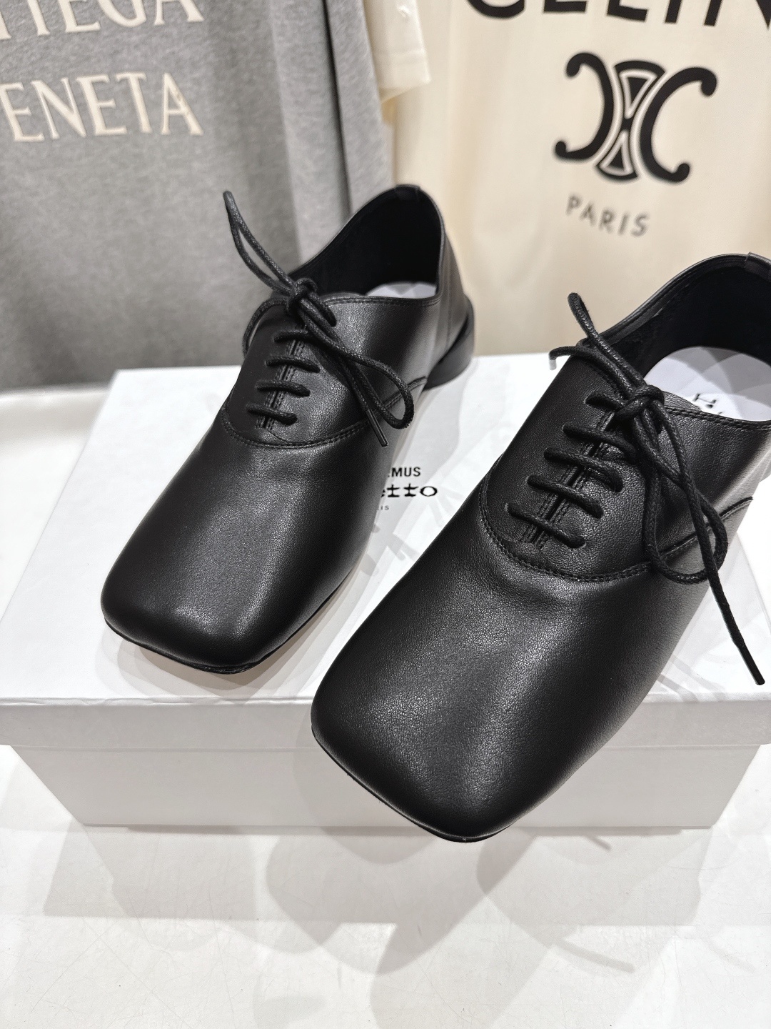 高版本出厂 ACQUEMUS x Repetto F012 2025ss全新联名款系带方头休闲鞋小皮鞋单