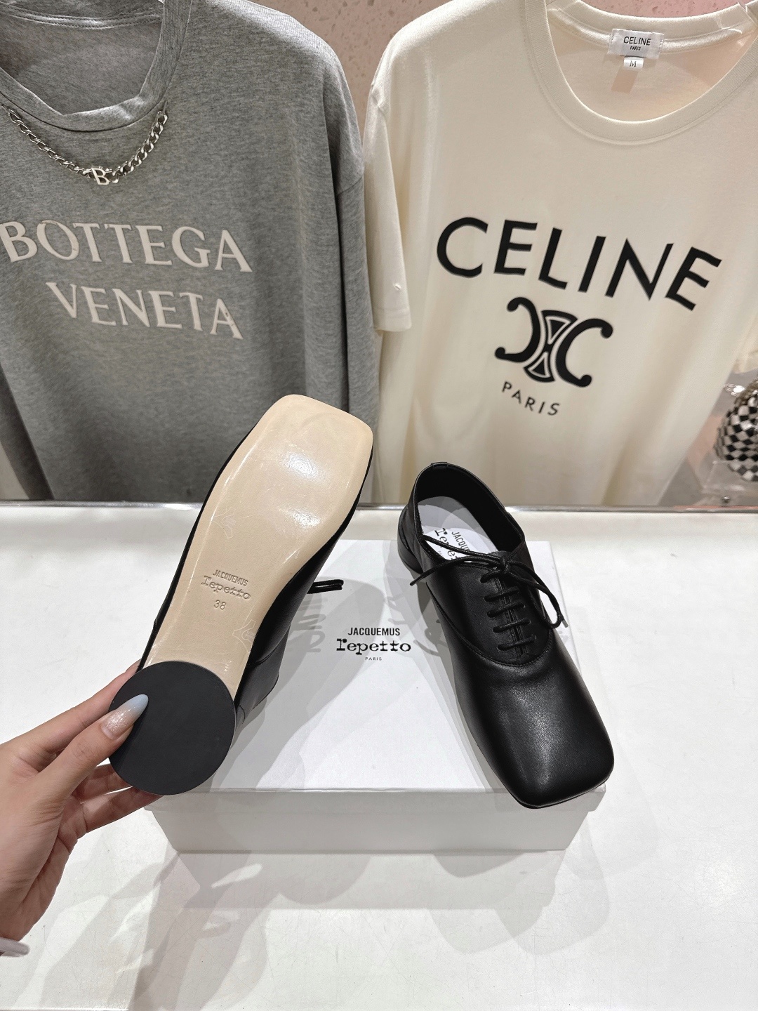 高版本出厂 ACQUEMUS x Repetto F012 2025ss全新联名款系带方头休闲鞋小皮鞋单