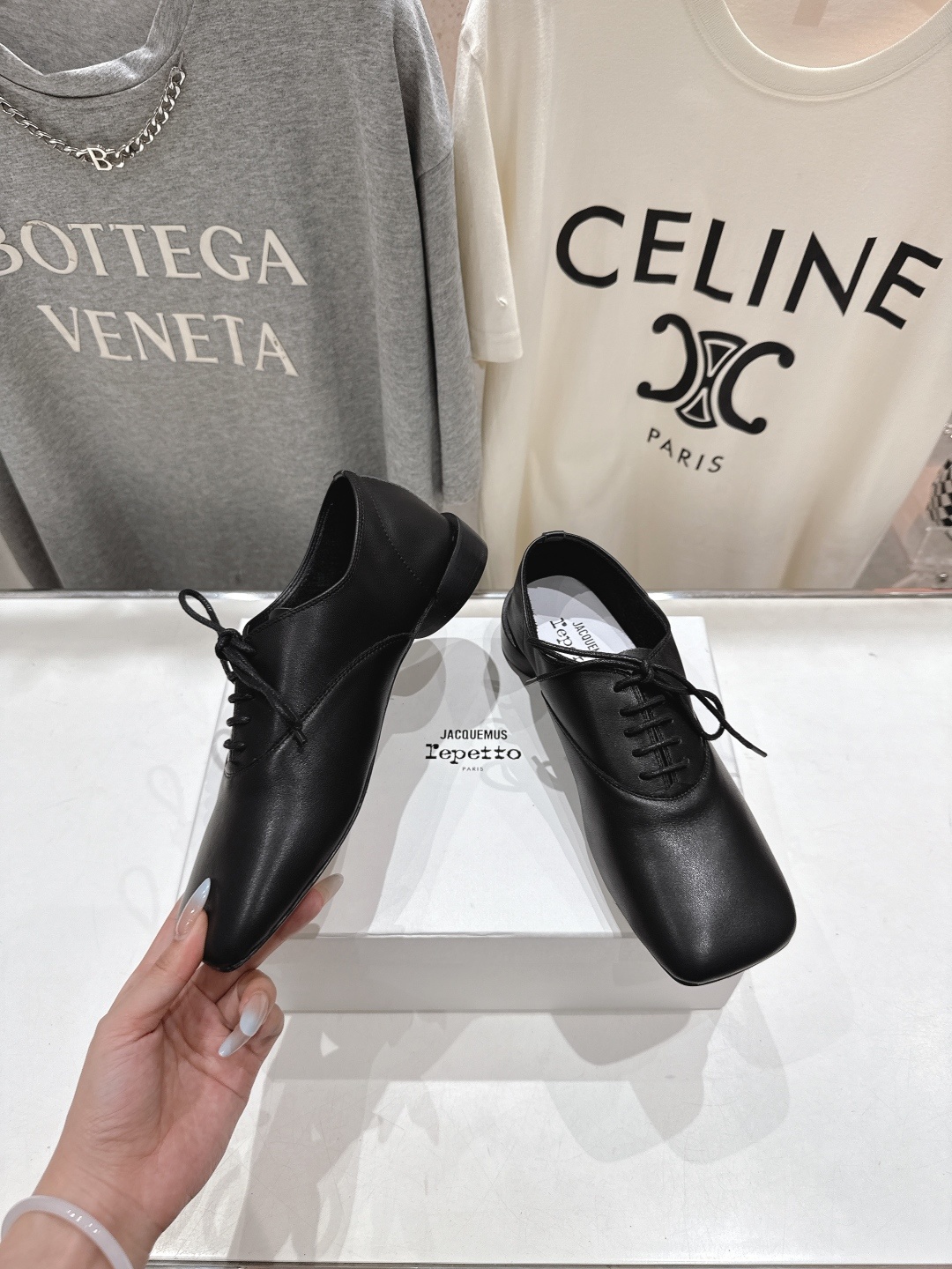 高版本出厂 ACQUEMUS x Repetto F012 2025ss全新联名款系带方头休闲鞋小皮鞋单