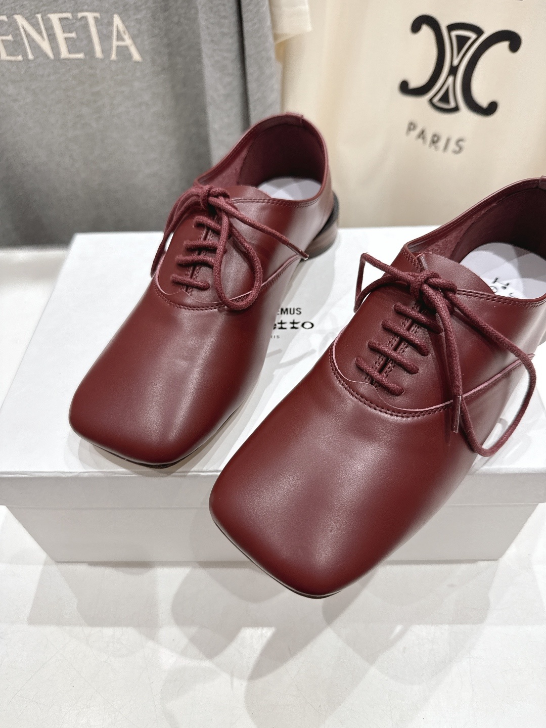 高版本出厂 ACQUEMUS x Repetto F012 2025ss全新联名款系带方头休闲鞋小皮鞋单