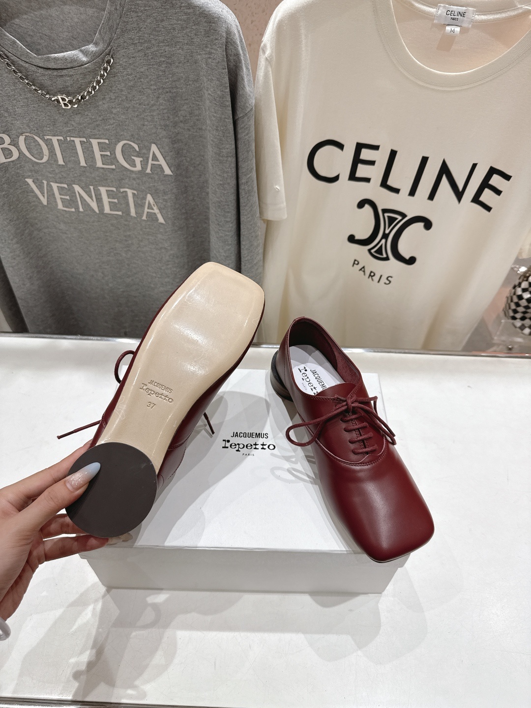 高版本出厂 ACQUEMUS x Repetto F012 2025ss全新联名款系带方头休闲鞋小皮鞋单