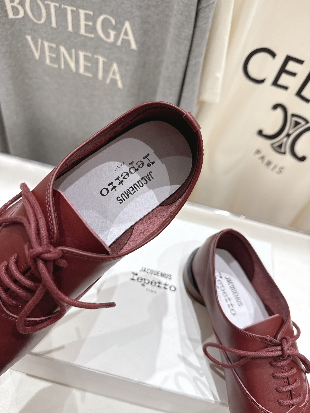高版本出厂 ACQUEMUS x Repetto F012 2025ss全新联名款系带方头休闲鞋小皮鞋单