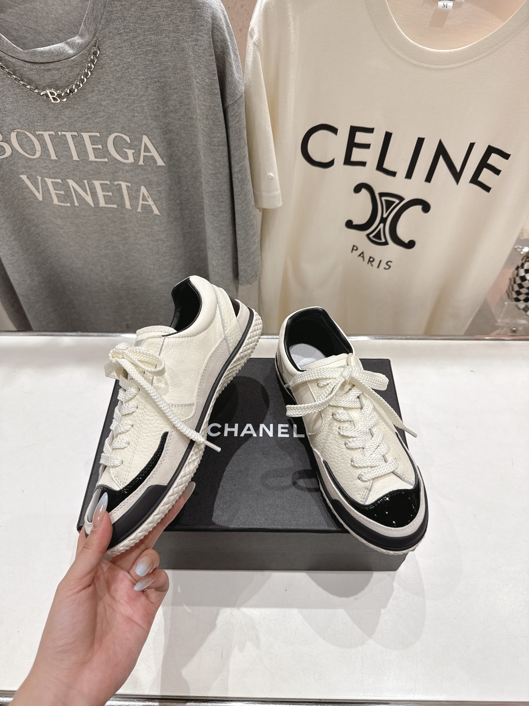 高版本出厂 Chanel*小香F015 2025ss新款系带熊猫鞋休闲鞋小白鞋运动鞋饼干鞋顶级版本～原版