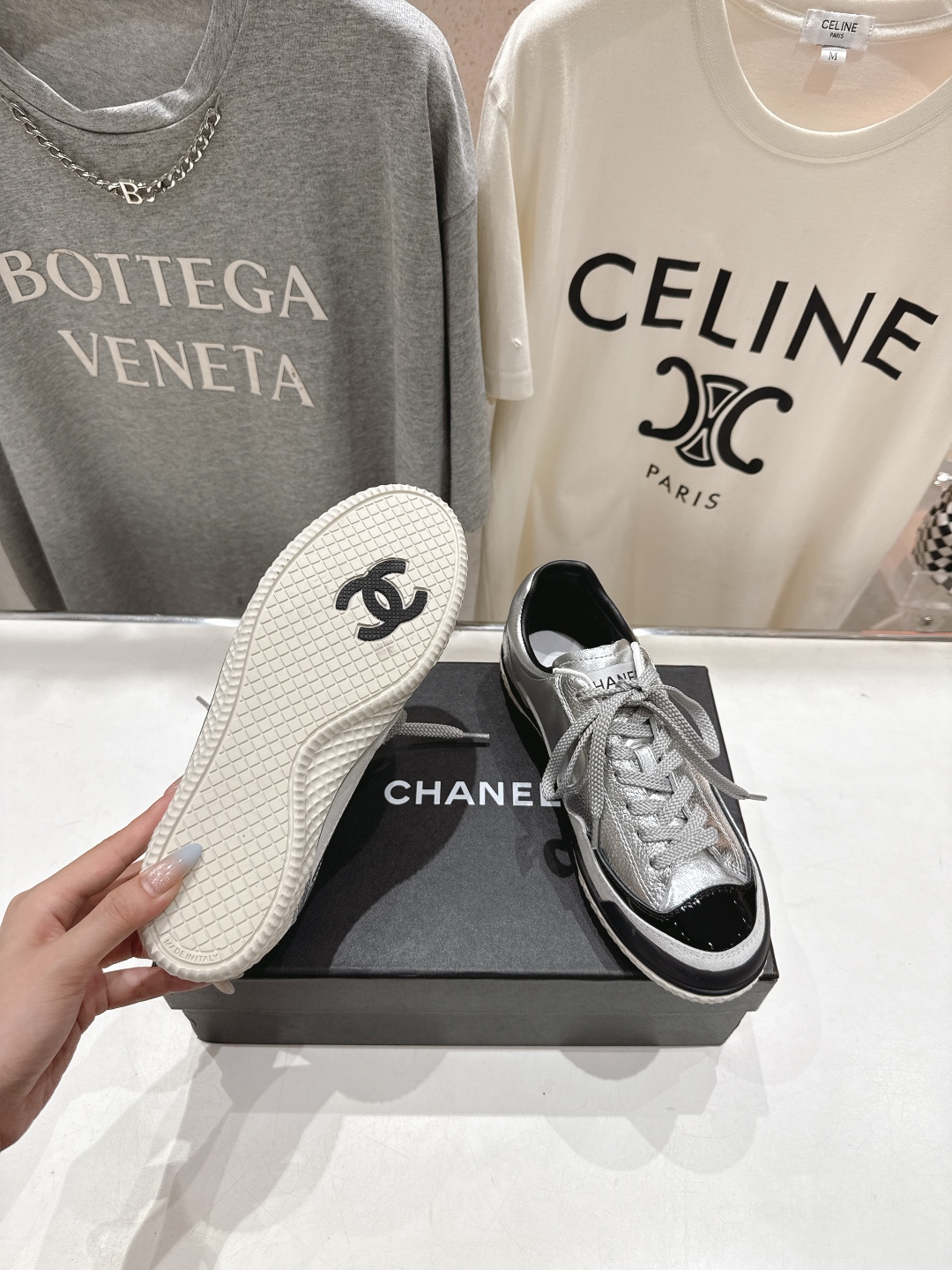 高版本出厂 Chanel*小香F015 2025ss新款系带熊猫鞋休闲鞋小白鞋运动鞋饼干鞋顶级版本～原版