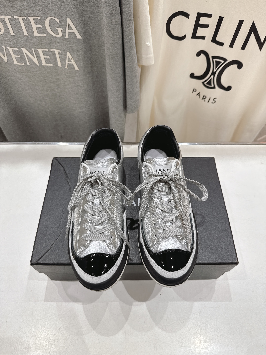 高版本出厂 Chanel*小香F015 2025ss新款系带熊猫鞋休闲鞋小白鞋运动鞋饼干鞋顶级版本～原版