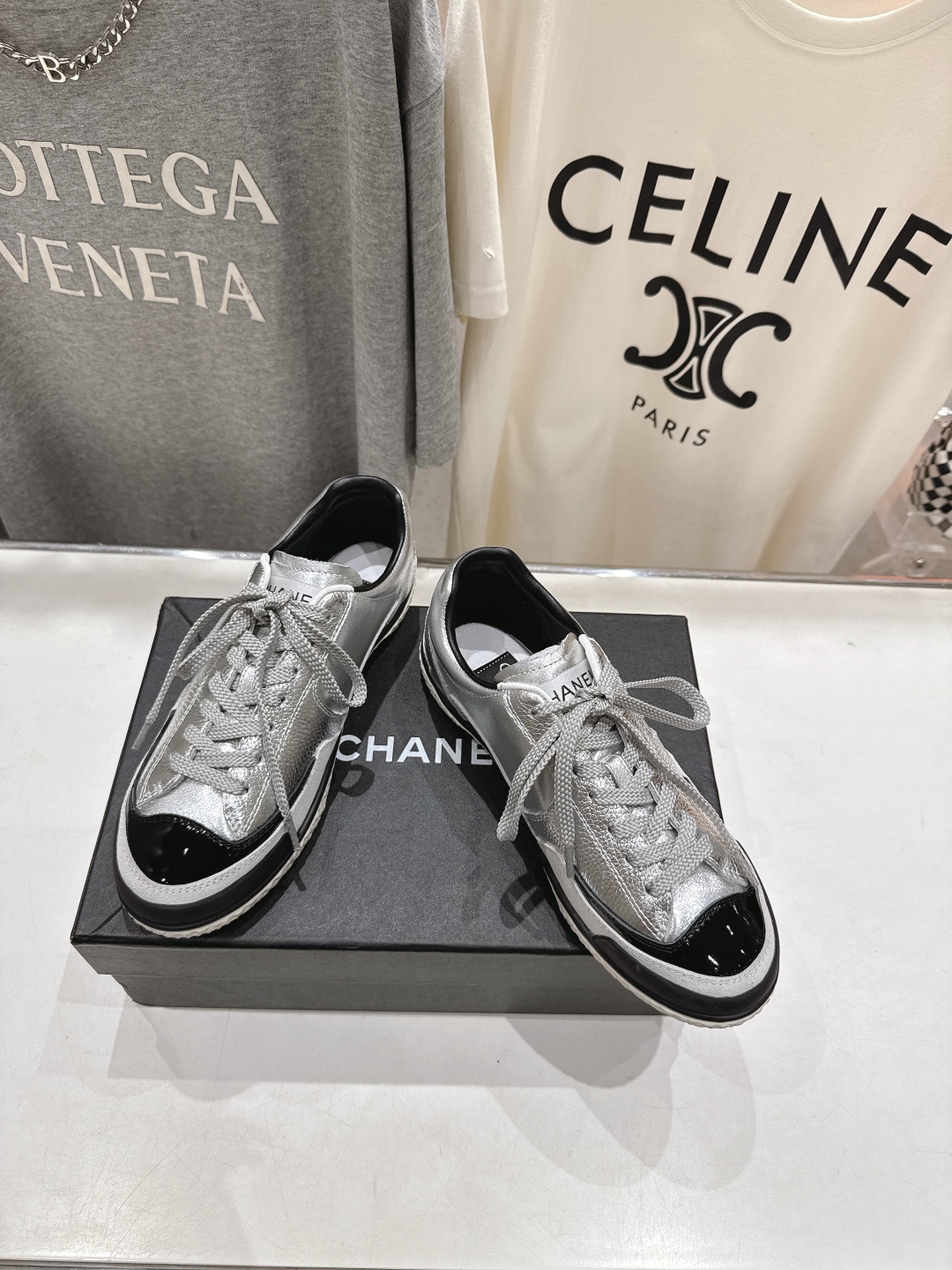 高版本出厂 Chanel*小香F015 2025ss新款系带熊猫鞋休闲鞋小白鞋运动鞋饼干鞋顶级版本～原版