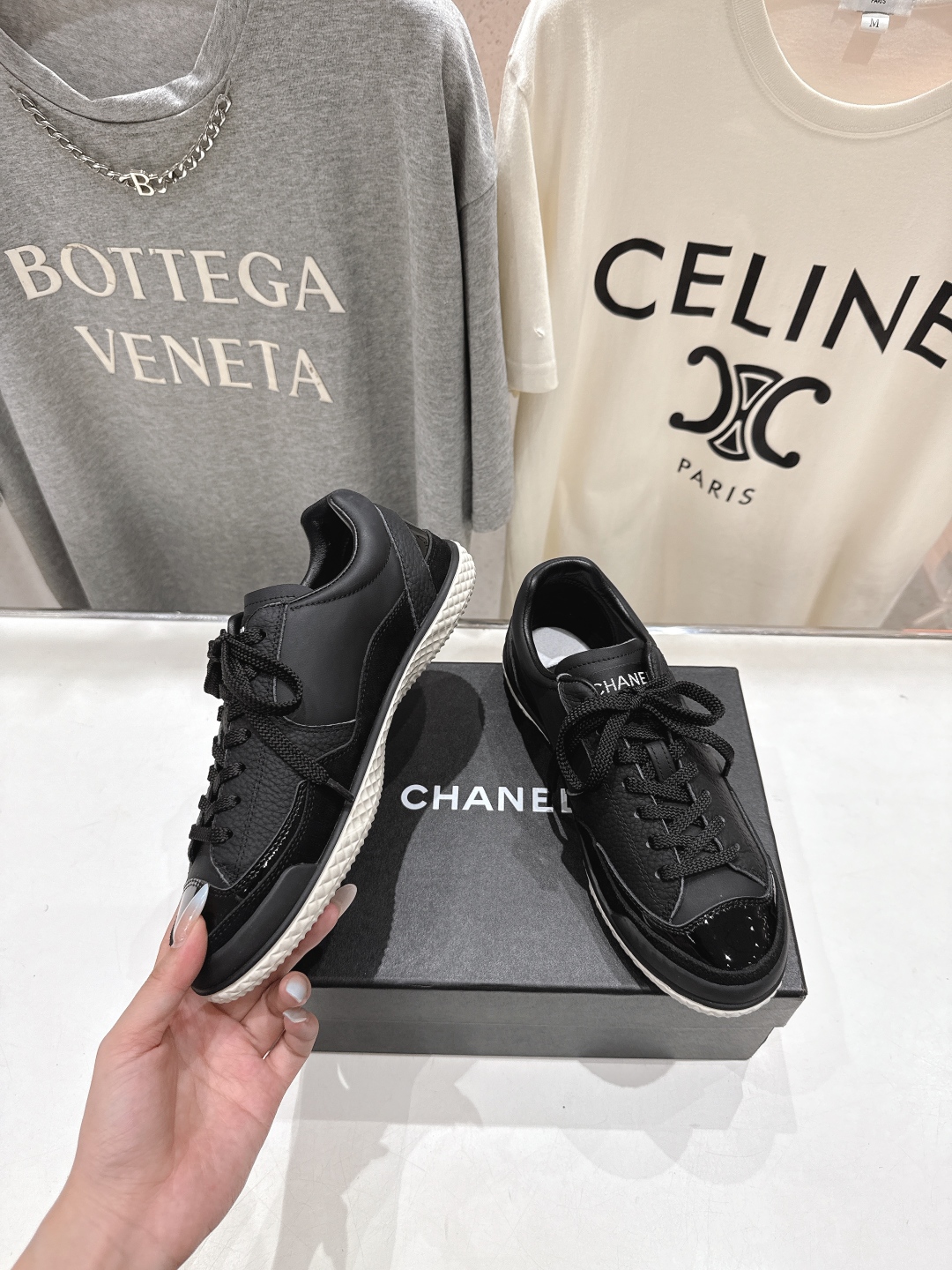 高版本出厂 Chanel*小香F015 2025ss新款系带熊猫鞋休闲鞋小白鞋运动鞋饼干鞋顶级版本～原版