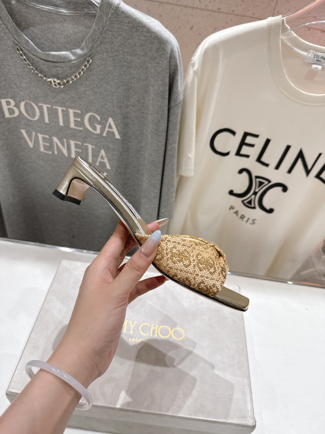高版本出厂 JIMMY CHOO*｜JC/吉米周2025ss春夏新款简约闪亮格力特高跟鞋拖鞋原版套楦，完
