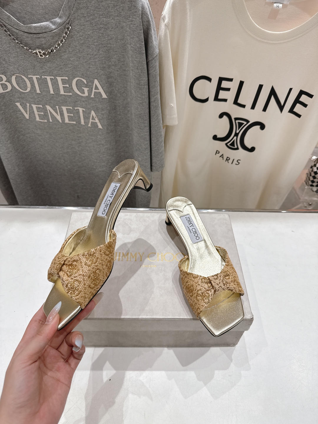 高版本出厂 JIMMY CHOO*｜JC/吉米周2025ss春夏新款简约闪亮格力特高跟鞋拖鞋原版套楦，完