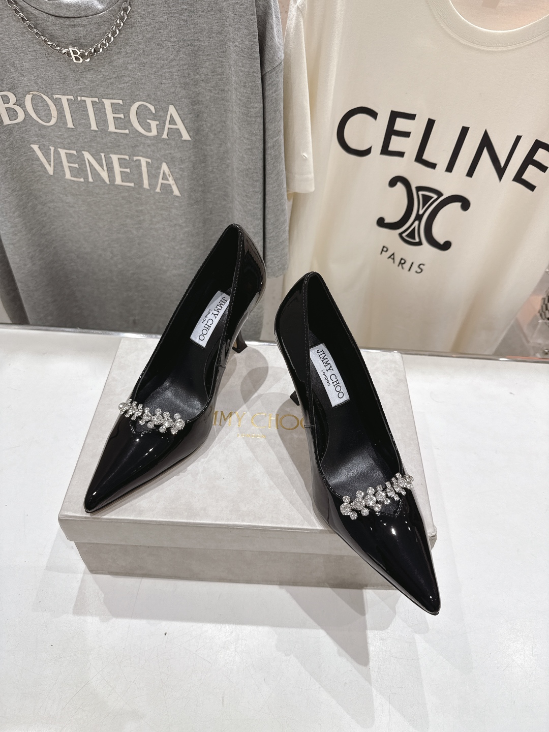 高版本出厂 JIMMY CHOO*｜JC/吉米周2025ss新款水钻链条高跟鞋单鞋原版套楦，完美的线条，