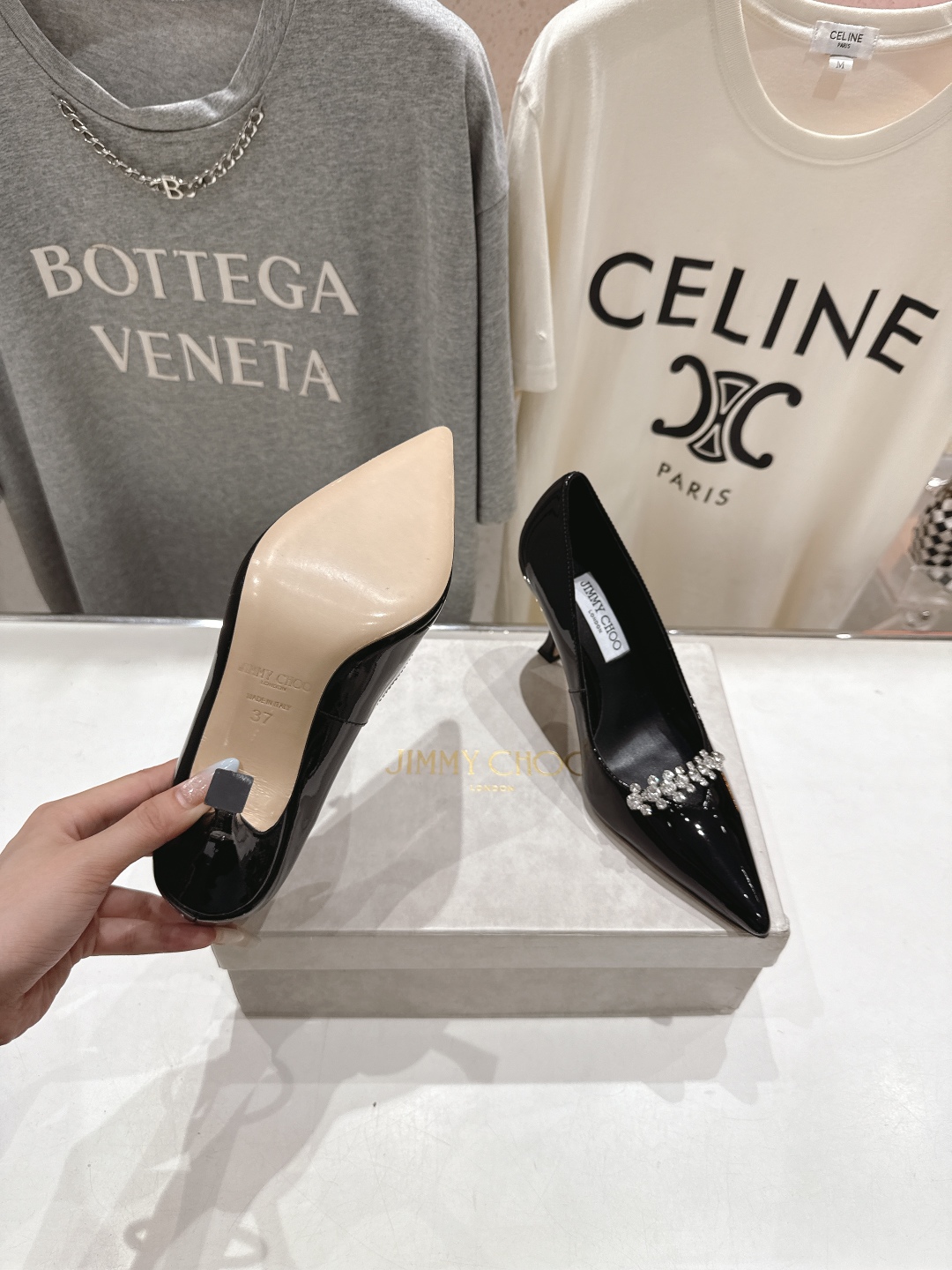 高版本出厂 JIMMY CHOO*｜JC/吉米周2025ss新款水钻链条高跟鞋单鞋原版套楦，完美的线条，