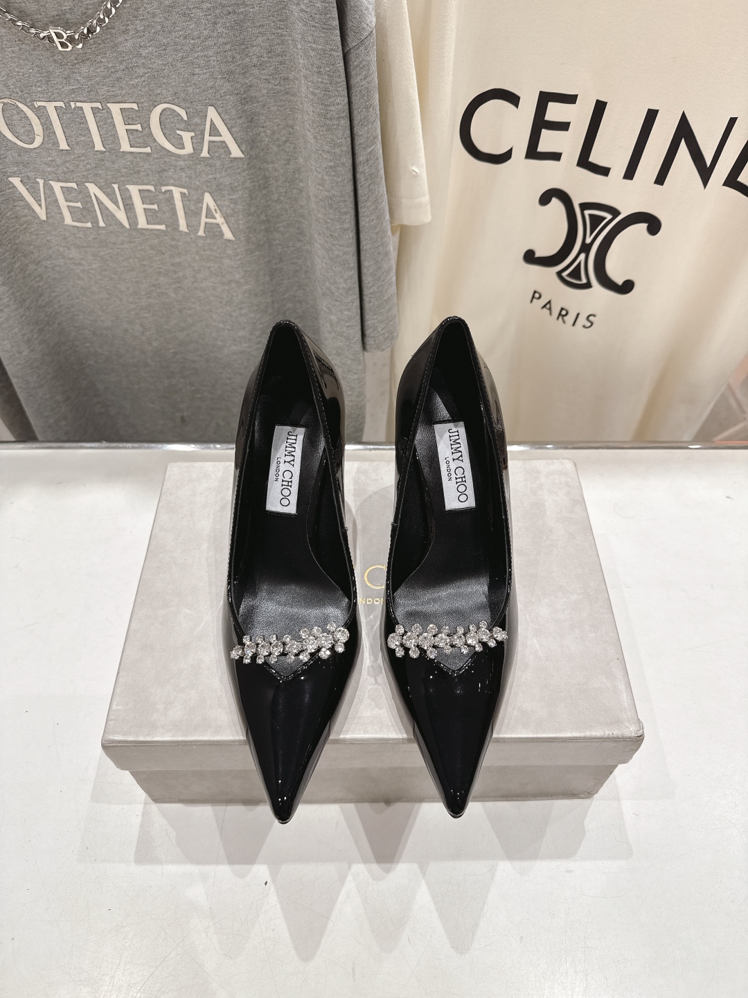 高版本出厂 JIMMY CHOO*｜JC/吉米周2025ss新款水钻链条高跟鞋单鞋原版套楦，完美的线条，