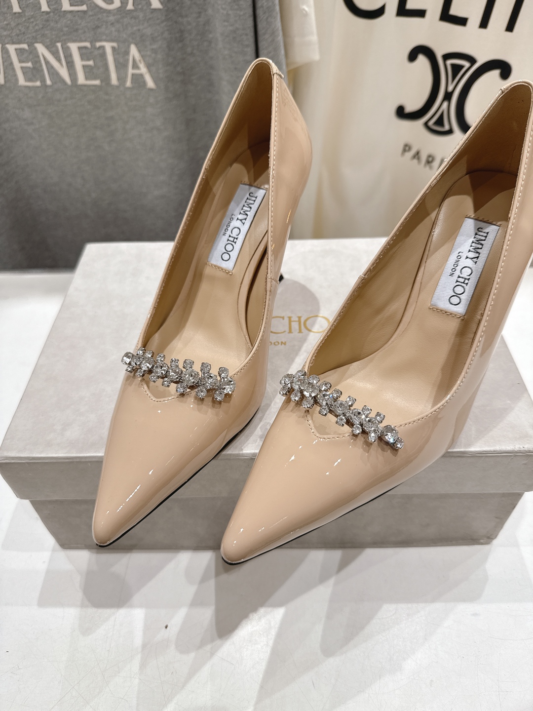 高版本出厂 JIMMY CHOO*｜JC/吉米周2025ss新款水钻链条高跟鞋单鞋原版套楦，完美的线条，