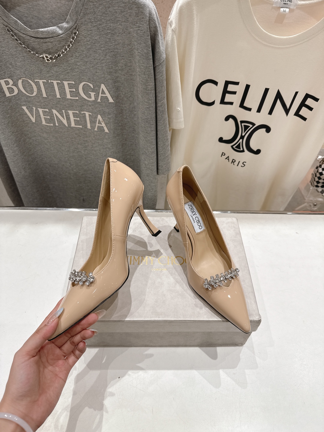 高版本出厂 JIMMY CHOO*｜JC/吉米周2025ss新款水钻链条高跟鞋单鞋原版套楦，完美的线条，