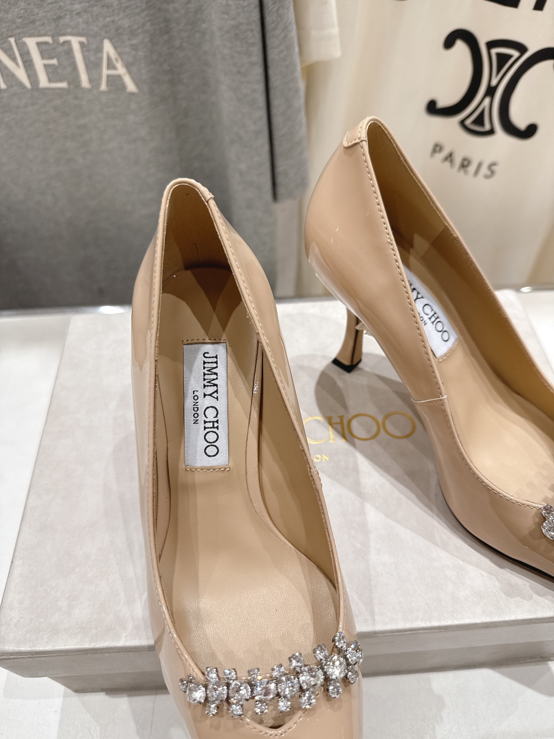 高版本出厂 JIMMY CHOO*｜JC/吉米周2025ss新款水钻链条高跟鞋单鞋原版套楦，完美的线条，