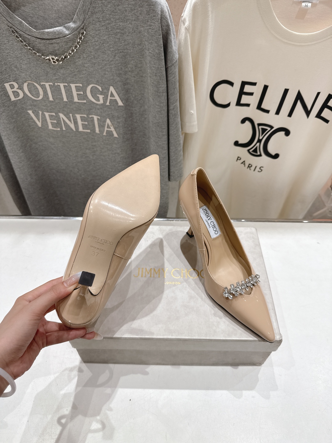 高版本出厂 JIMMY CHOO*｜JC/吉米周2025ss新款水钻链条高跟鞋单鞋原版套楦，完美的线条，