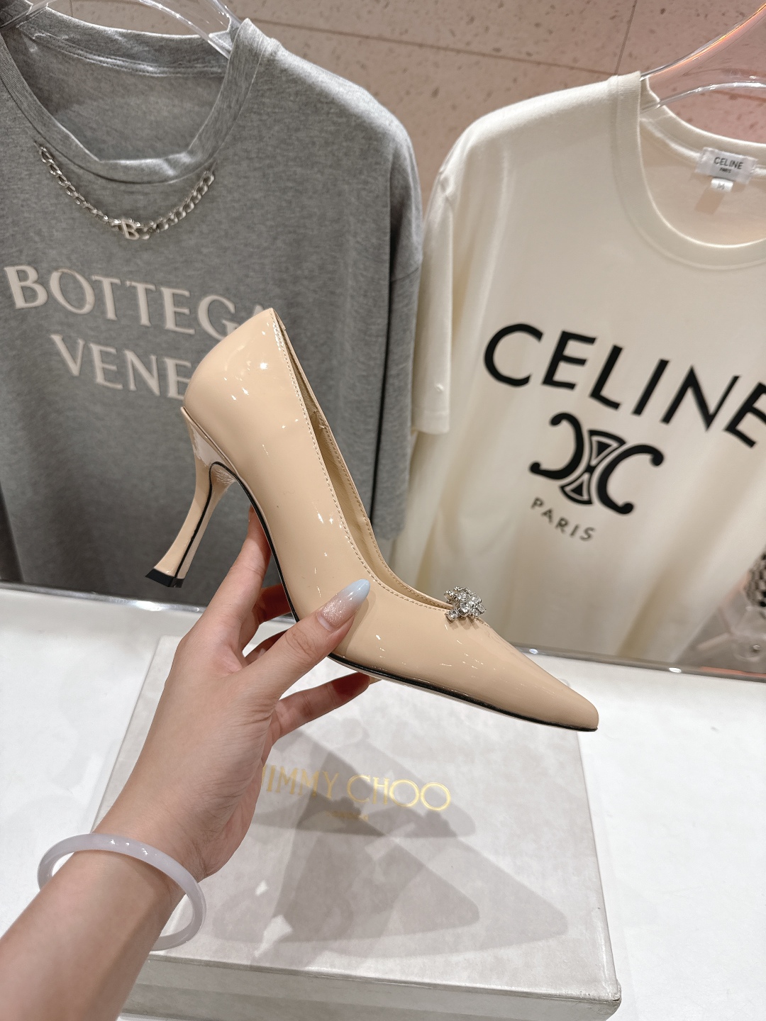 高版本出厂 JIMMY CHOO*｜JC/吉米周2025ss新款水钻链条高跟鞋单鞋原版套楦，完美的线条，