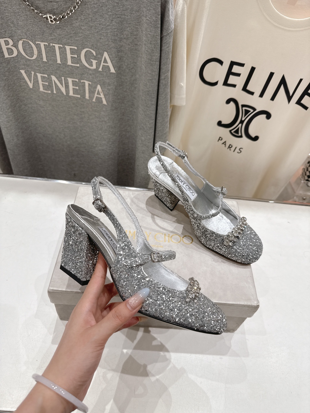 高版本出厂 JIMMY CHOO*|JC/吉米周2025ss新款简约水钻链条高跟鞋凉鞋原版套楦,完美的线