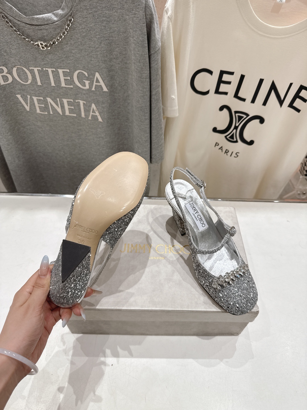高版本出厂 JIMMY CHOO*|JC/吉米周2025ss新款简约水钻链条高跟鞋凉鞋原版套楦,完美的线