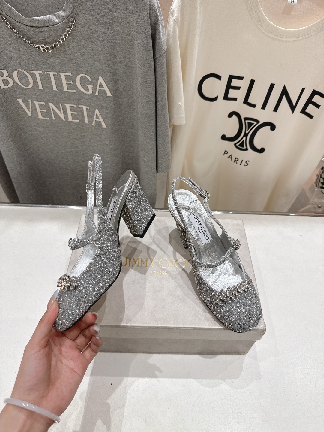 高版本出厂 JIMMY CHOO*|JC/吉米周2025ss新款简约水钻链条高跟鞋凉鞋原版套楦,完美的线