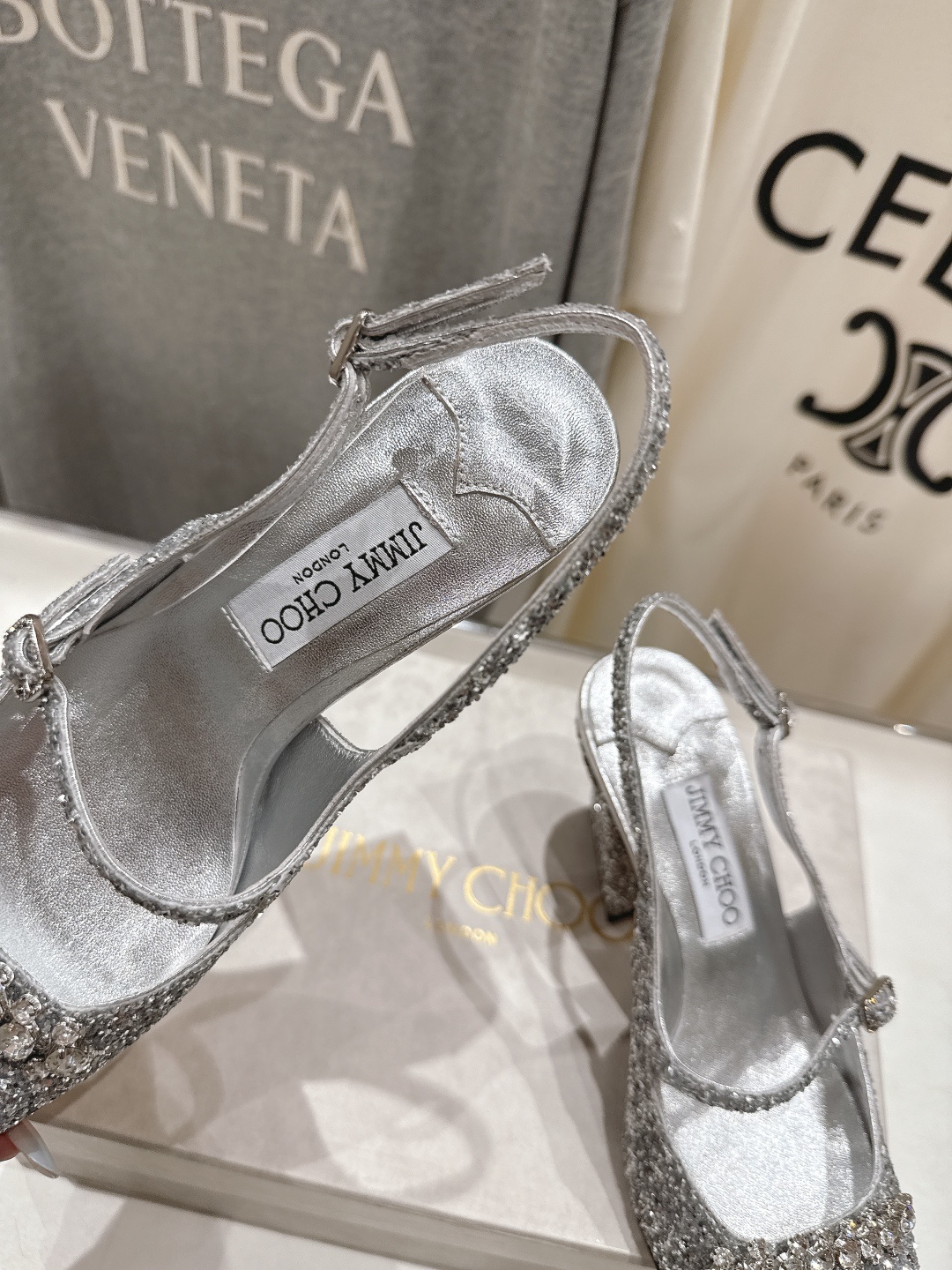 高版本出厂 JIMMY CHOO*|JC/吉米周2025ss新款简约水钻链条高跟鞋凉鞋原版套楦,完美的线