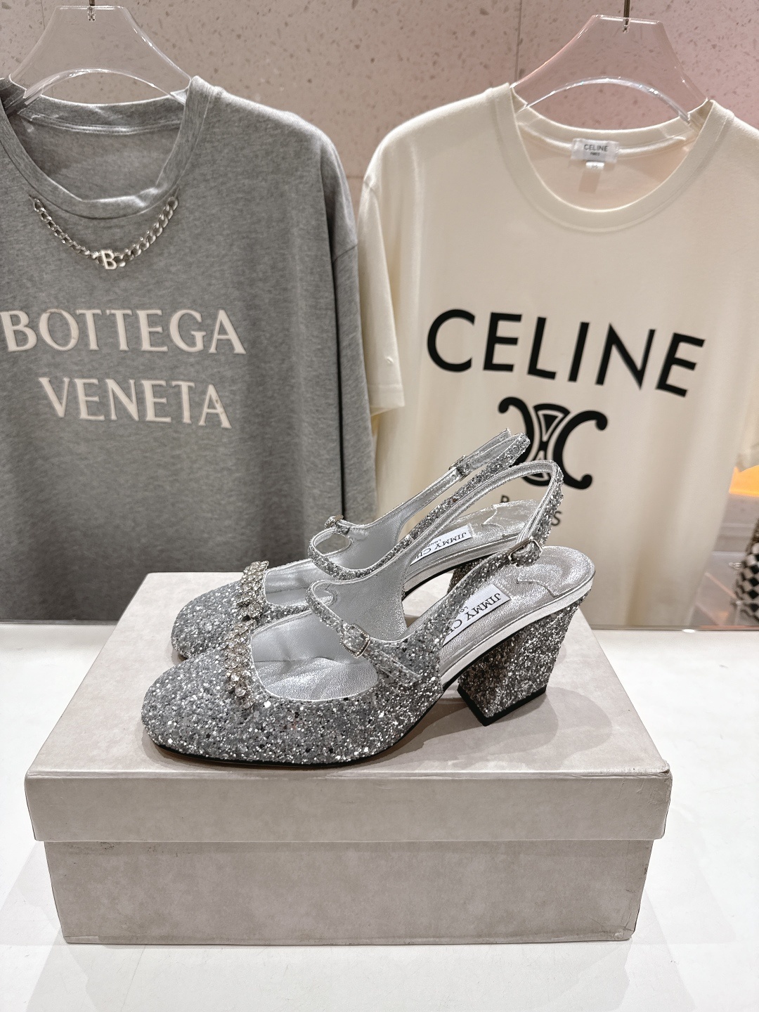 高版本出厂 JIMMY CHOO*|JC/吉米周2025ss新款简约水钻链条高跟鞋凉鞋原版套楦,完美的线