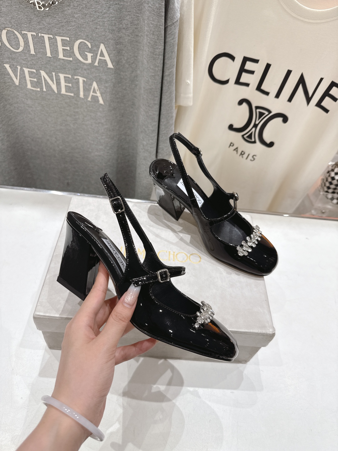 高版本出厂 JIMMY CHOO*｜JC/吉米周2025ss新款简约水钻链条高跟鞋凉鞋原版套楦，完美的线