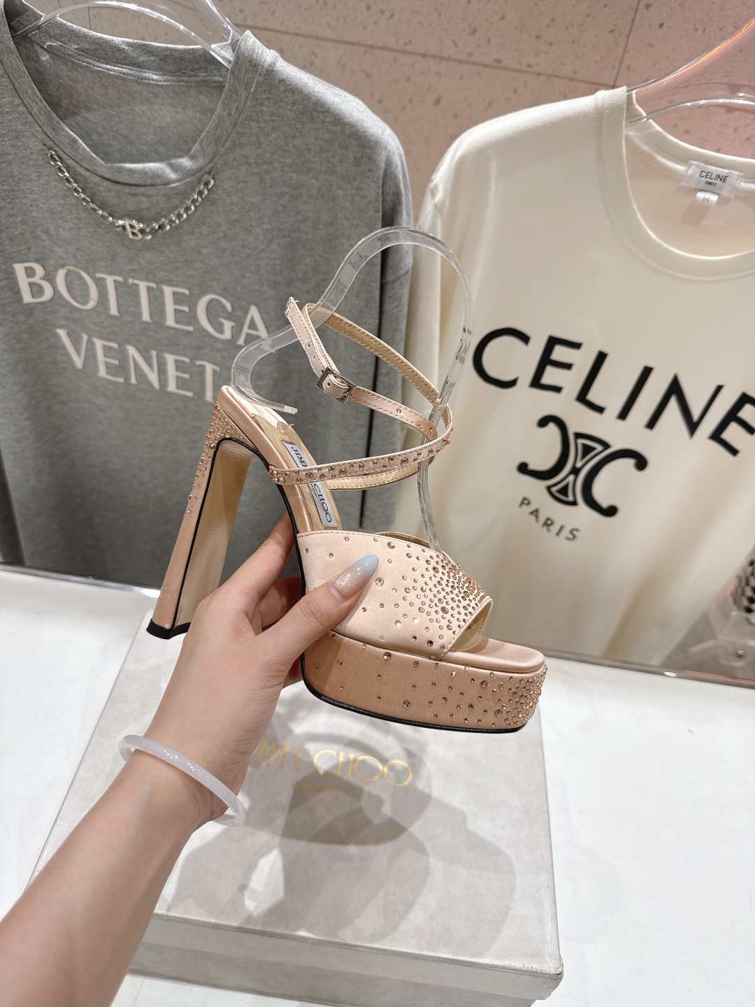 高版本出厂 JIMMY CHOO*｜JC/吉米周2025ss新款简约厚底高跟鞋凉鞋原版套楦，完美的线条，