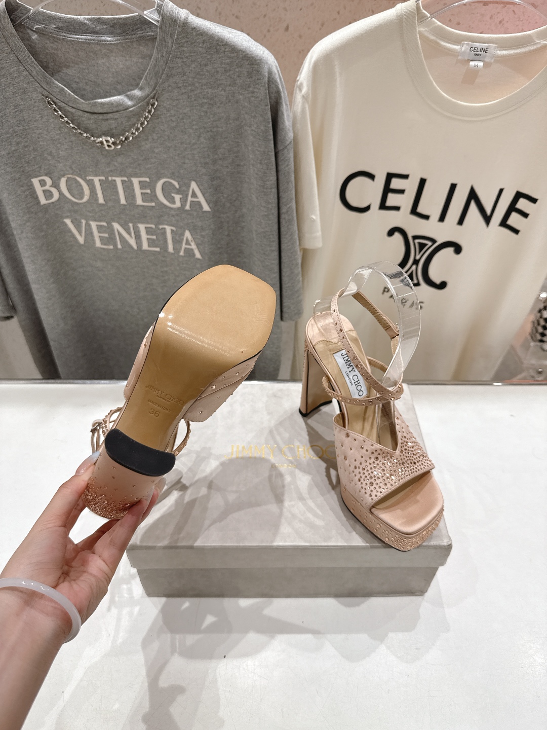 高版本出厂 JIMMY CHOO*｜JC/吉米周2025ss新款简约厚底高跟鞋凉鞋原版套楦，完美的线条，