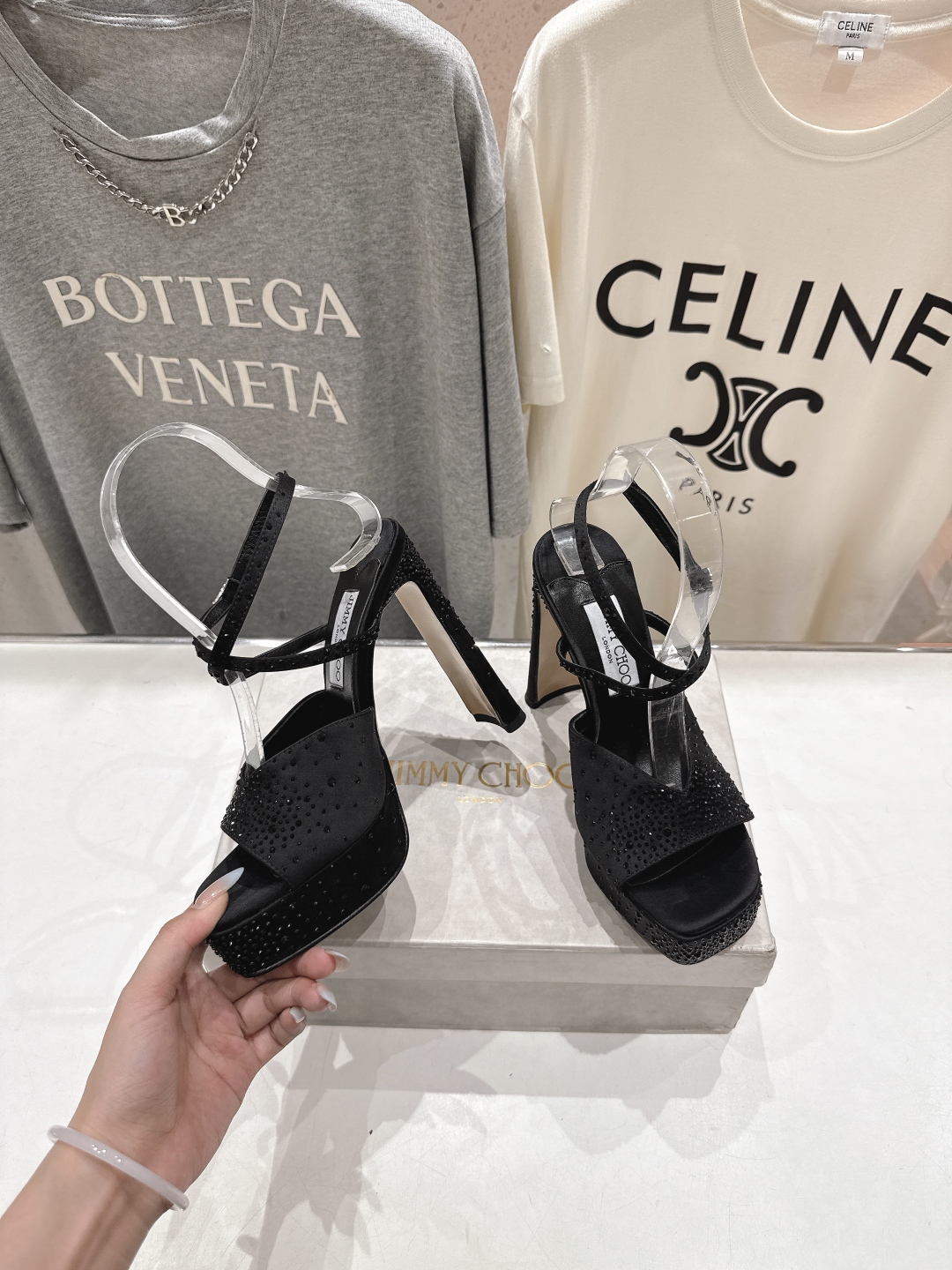 高版本出厂 JIMMY CHOO*｜JC/吉米周2025ss新款简约厚底高跟鞋凉鞋原版套楦，完美的线条，