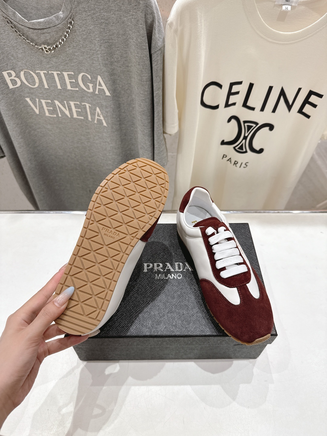 高版本出厂 Prada/普拉达P家25ssfw F029~new新款系带休闲运动鞋,上脚非常舒服软胶底素