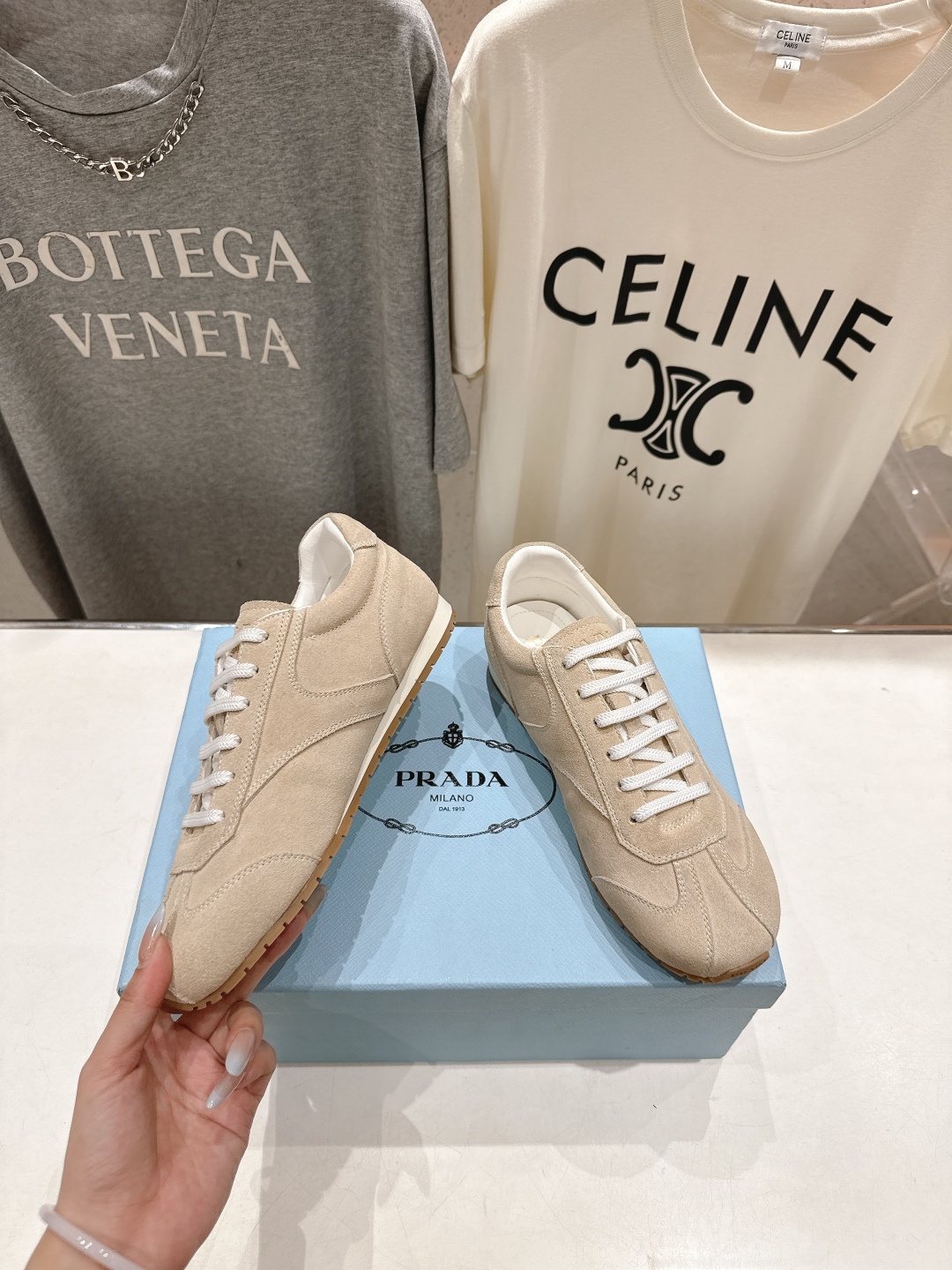 高版本出厂 情侣款 Prada 普拉达 F034 25ss/专柜新款情侣平底运动休闲鞋德训鞋阿甘鞋~各路